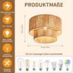 NUODIFAN Boho Deckenlampe 40 cm Jute – Rustikale Hängeleuchte E27 für Wohnzimmer – Bild 3