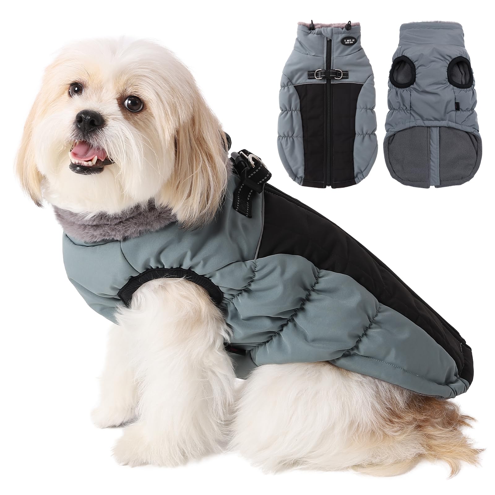 Savlot Hundejacke Grösse S – Winterweste mit D-Ring & Fleecefutter für kleine Hunde