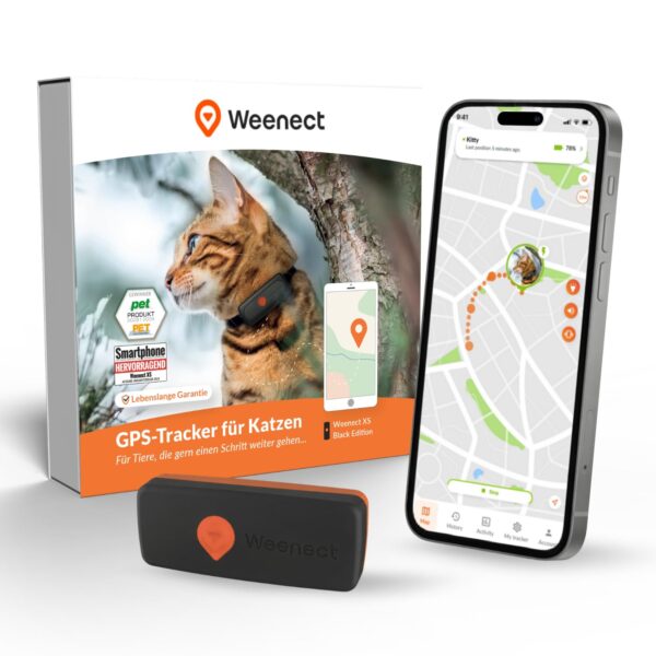 Weenect Cat XS – Mini-GPS-Halsband für Katzen mit Echtzeit-Ortung & weltweiter Abdeckung