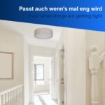 REV LED Deckenleuchte 30cm – Vintage Leinenstoff in Taupe für warmes Raumlicht – Bild 8