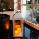 XXL Gartenlaterne Mojawo 54cm Weiss – Windlicht aus Metall & Glas für Innen & Aussen