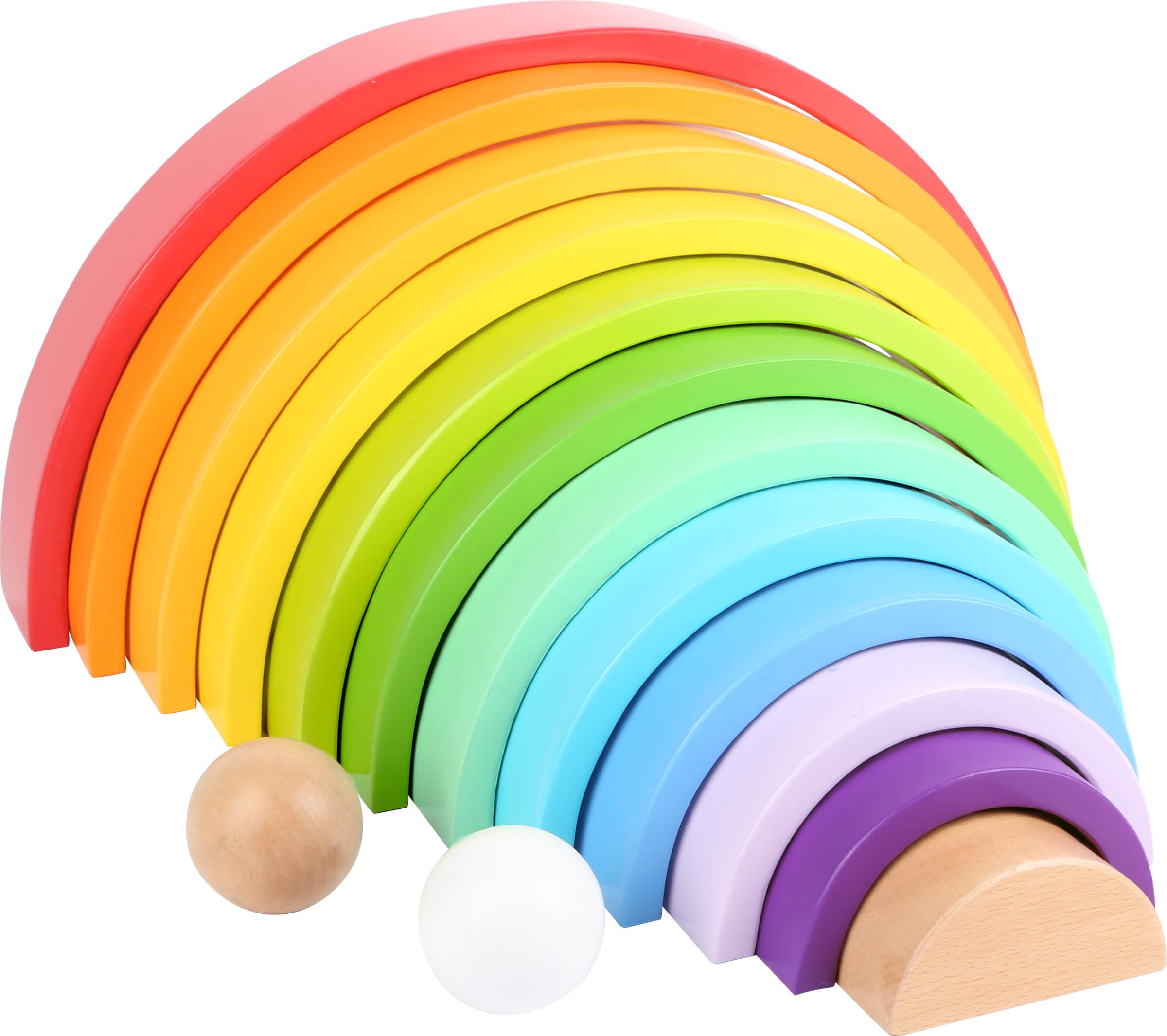 small foot Regenbogen XL Bausteine aus Holz – Montessori Spielzeug ab 1 Jahr