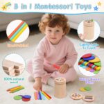 3-in-1 Montessori Holzspielzeug ab 1 Jahr – Motorik & Sortierspiel mit Zubehör – Bild 3