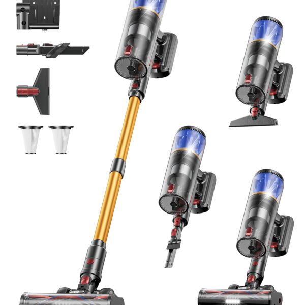 CHEBIO Akku Staubsauger 65KPA 650W – Kabellos mit 70 Min Laufzeit & Anti-Tangle-Bürste