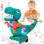 Thedttoy Krabbelnder Dinosaurier mit Musik & LED-Licht – Motorik-Spielzeug für Babys