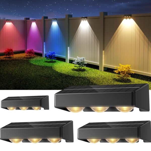 NIORSUN Solar Wandleuchten 4er Set mit 11 Modi & 9 Farben – IP65 Zaunleuchten für Garten