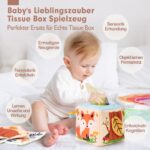 hahaland Baby Montessori Spielzeug ab 6 Monaten – Wald-Tücherbox mit Seidentüchern & Spiegel – Bild 3