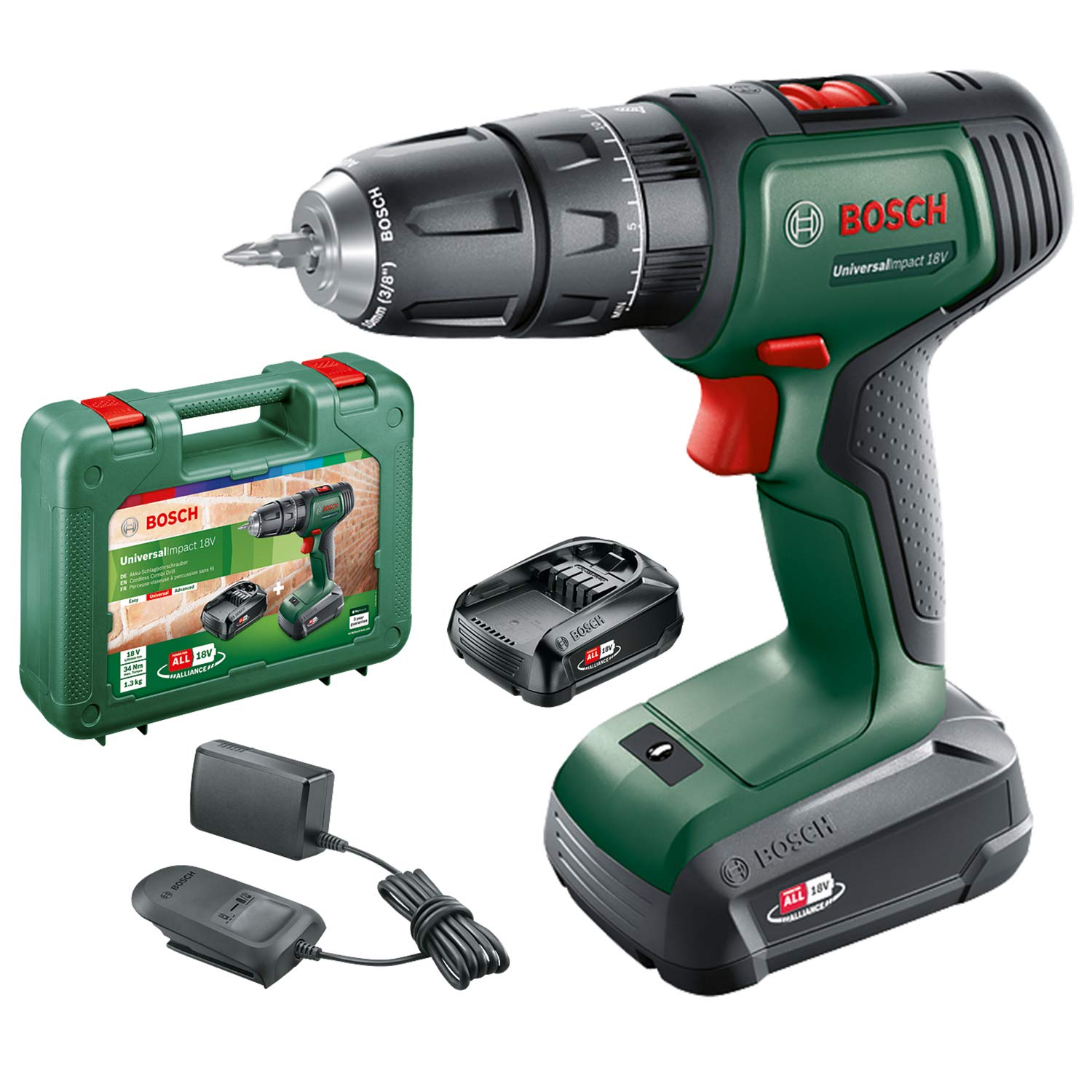 Bosch UniversalImpact 18 Akku-Schlagbohrschrauber – 3-in-1 System mit 2 Akkus & Koffer