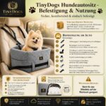 TinyDogs Hundeautositz bis 12 kg – 4-fach gesichert mit Memory Schaum für Vorder- & Rückbank – Bild 9