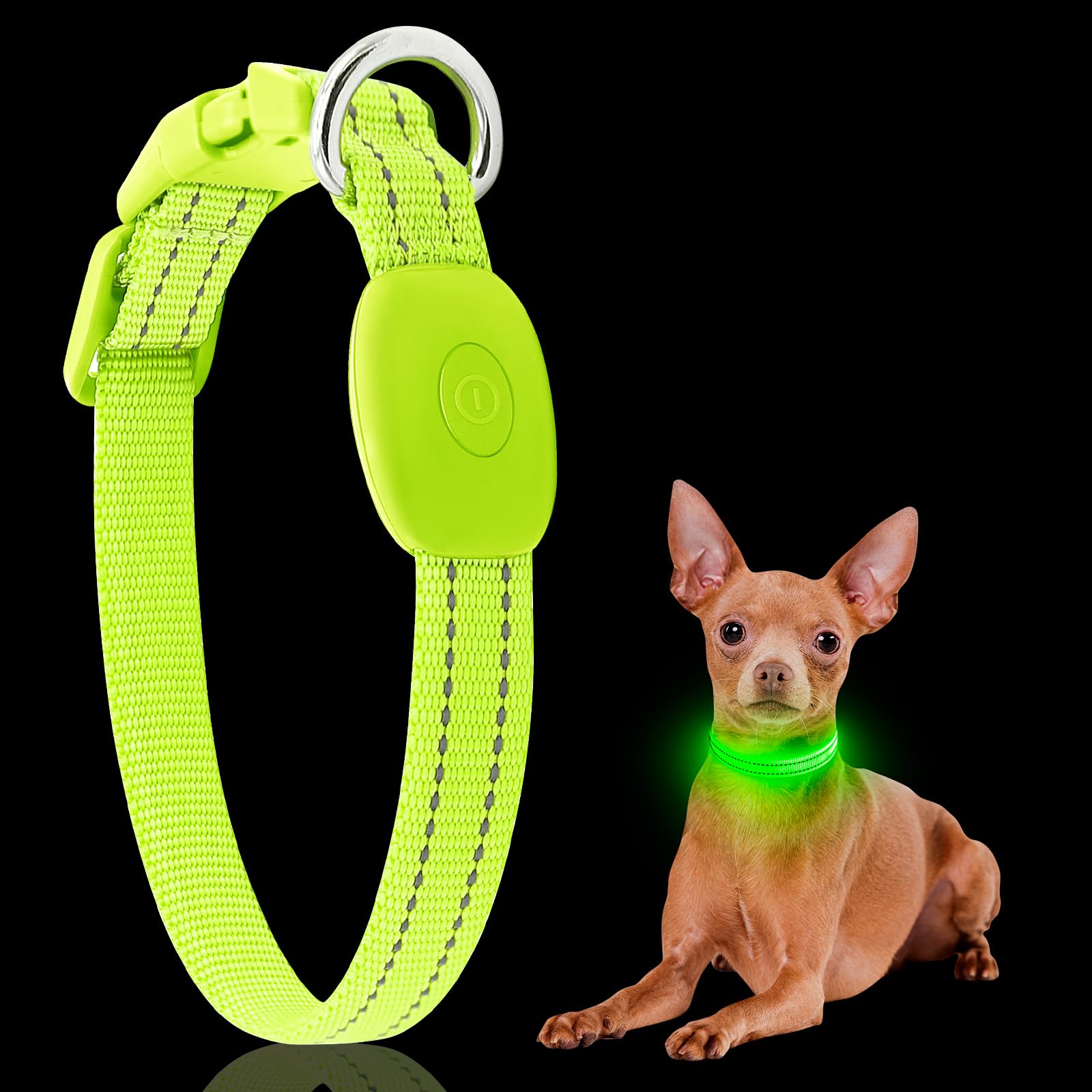 YFbrite LED-Hundehalsband Grün S aufladbar – 500m Sichtbarkeit für sichere Nachtspaziergänge