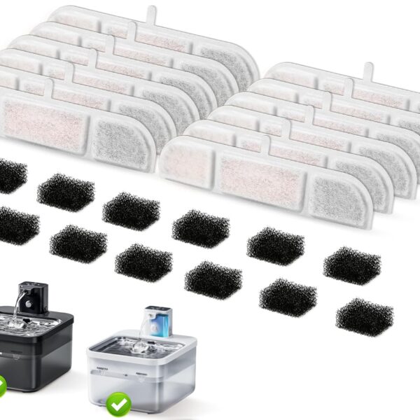 NautyPaws Katzenbrunnen Filter 24er Set – Aktivkohle & Ionentausch für DownyPaws