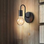 Lightess Vintage Wandlampe Industrial Schwarz mit Zugschalter – E27 Wandleuchte für jeden Raum – Bild 2
