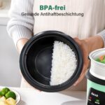 Macook Reiskocher 0,6L – Kompakter 2-in-1 Reiskocher & Dampfgarer für 3 Tassen – Bild 6