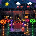 Homeleo 6er Set Kürbis Solarlampen – Farbwechsel Gartenleuchten für Halloween – Bild 7