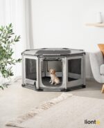 lionto Welpenauslauf 112x112x62 cm – Achteckiges Freilaufgehege mit PVC-Rahmen für Hunde & Katzen – Bild 2