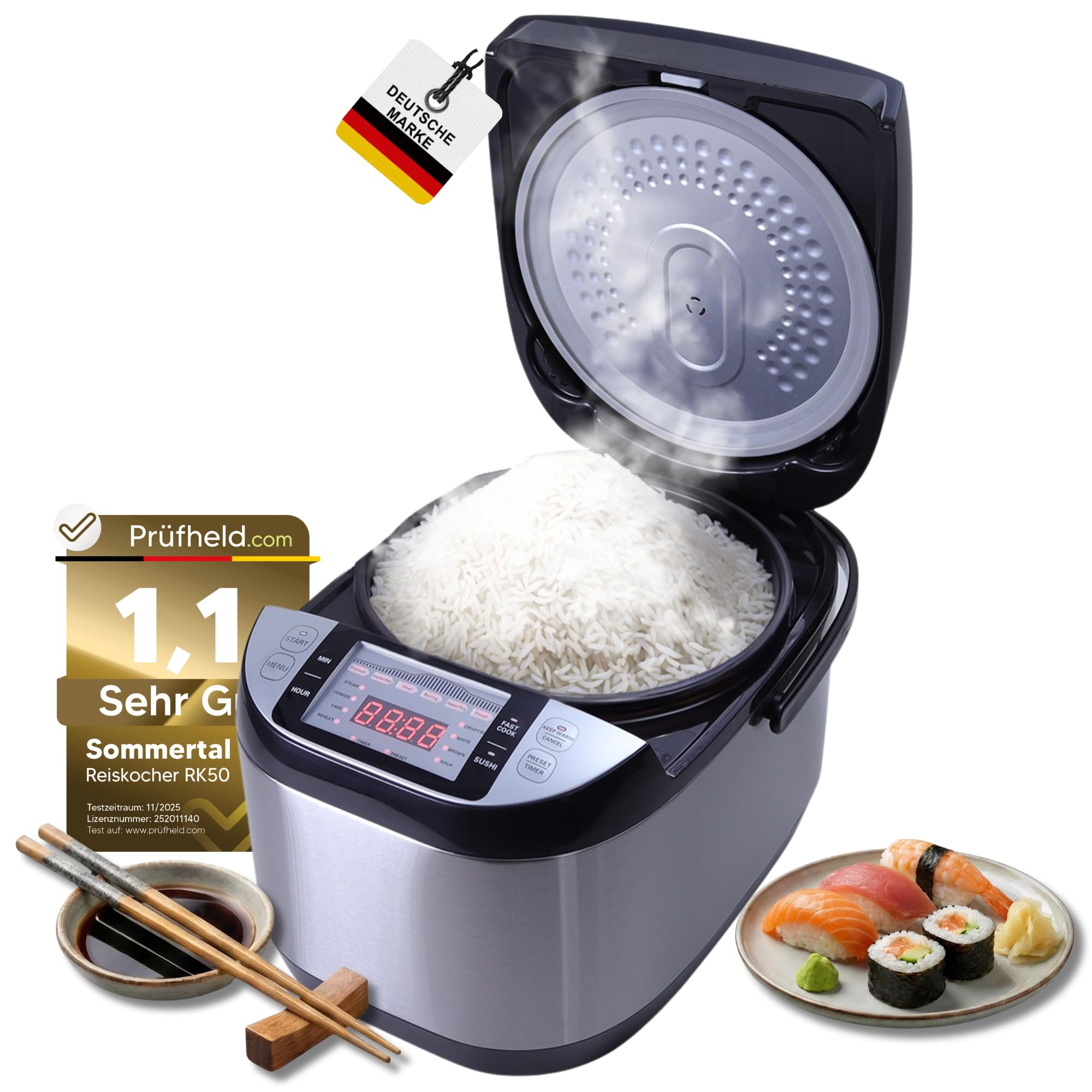 Sommertal RK50 Reiskocher 5L – XXL Multikocher mit 3D Heizsystem für Familien