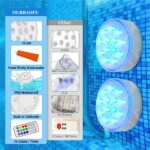 vsshe Poolbeleuchtung LED Unterwasser 2er Set – IP68 wasserdicht mit Fernbedienung & 16 Farben – Bild 7