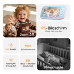 BOIFUN Babyphone mit 2 Kameras, 5" IPS Monitor & 360° PTZ – Ohne WLAN, Nachtsicht, Zwei-Wege-Audio – Bild 3