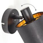 HOFSTEIN Wandleuchte Alsen – Retro Wandlampe Schwarz/Gold mit Stoffschirm & Schalter – Bild 7