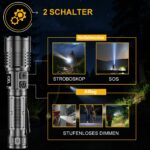 BEYSTE LED Taschenlampe 1000000 Lumen – Aufladbar USB-C, Zoombar, Wasserdicht für Outdoor – Bild 3