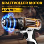 Qimu Akku-Bohrschrauber 16,8V mit 2×1,5Ah – Professionelles 26-tlg. Set für Holz, Metall & Mauerwerk – Bild 3