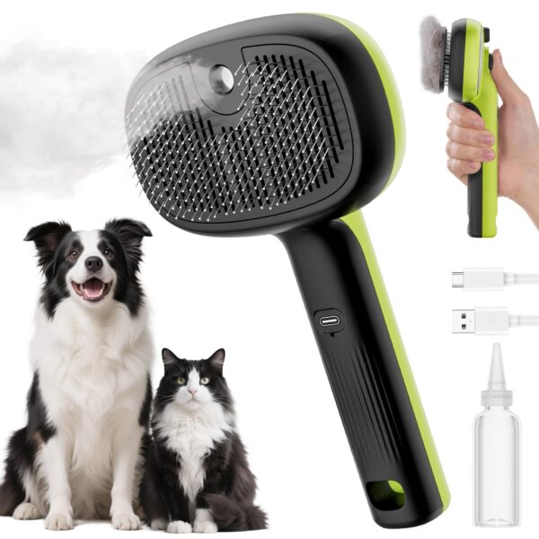 pecute Katzenbürste mit Sprühfunktion – 2-Stufen Nebel für Langhaar Katzen & Hunde