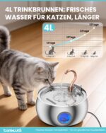 TOMXCUTE Katzenbrunnen 4,0L Edelstahl – Leise Trinkbrunnen mit Schwanenhals & 3 Filtern – Bild 9