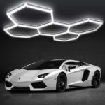 DIKHEE Garagenlampe LED 192W 6500K Sechseck – Verformbare Werkstatt Deckenleuchte für Garage & Lager