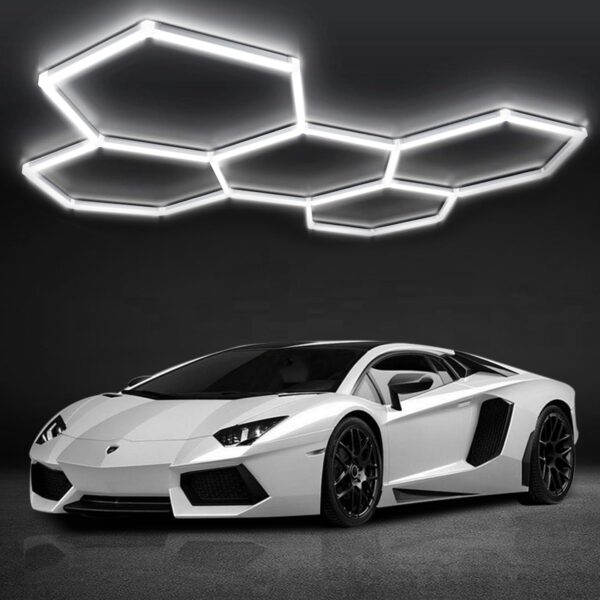 DIKHEE Garagenlampe LED 192W 6500K Sechseck – Verformbare Werkstatt Deckenleuchte für Garage & Lager
