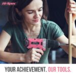 Hi-Spec 18V Akkubohrschrauber Pink – Profi-Bohrmaschine mit 58tlg Bitset für Holz, Metall & Mauerwerk – Bild 6