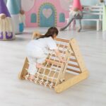 COSTWAY Kletterdreieck 4 in 1 mit Rutsche – Holz-Klettergerüst für Kinder ab 1 Jahr – Bild 2