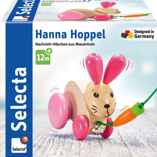 Selecta Hanna Hoppel – Nachzieh-Hase aus Holz für Kleinkinder | 13 cm