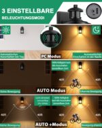 Lamomo Aussenlampe mit Bewegungsmelder – Wasserdichte Wandleuchte mit 3 Modi für Haus & Terrasse – Bild 2