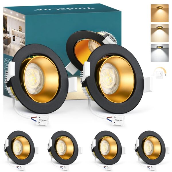 YindaLux 6er LED Einbaustrahler 230V – 5W 550LM Dimmbar 3CCT Schwenkbar IP44