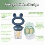 haakaa Fruchtsauger & Mini-Gefrierform – Beikost-Set für Babys ab 4 Monaten (Dunkel Blau) – Bild 4