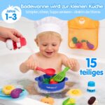 Hahaland Badewannenspielzeug Kochset 15-teilig – Farbwechsel Gemüse für Babys ab 12 Monaten – Bild 2
