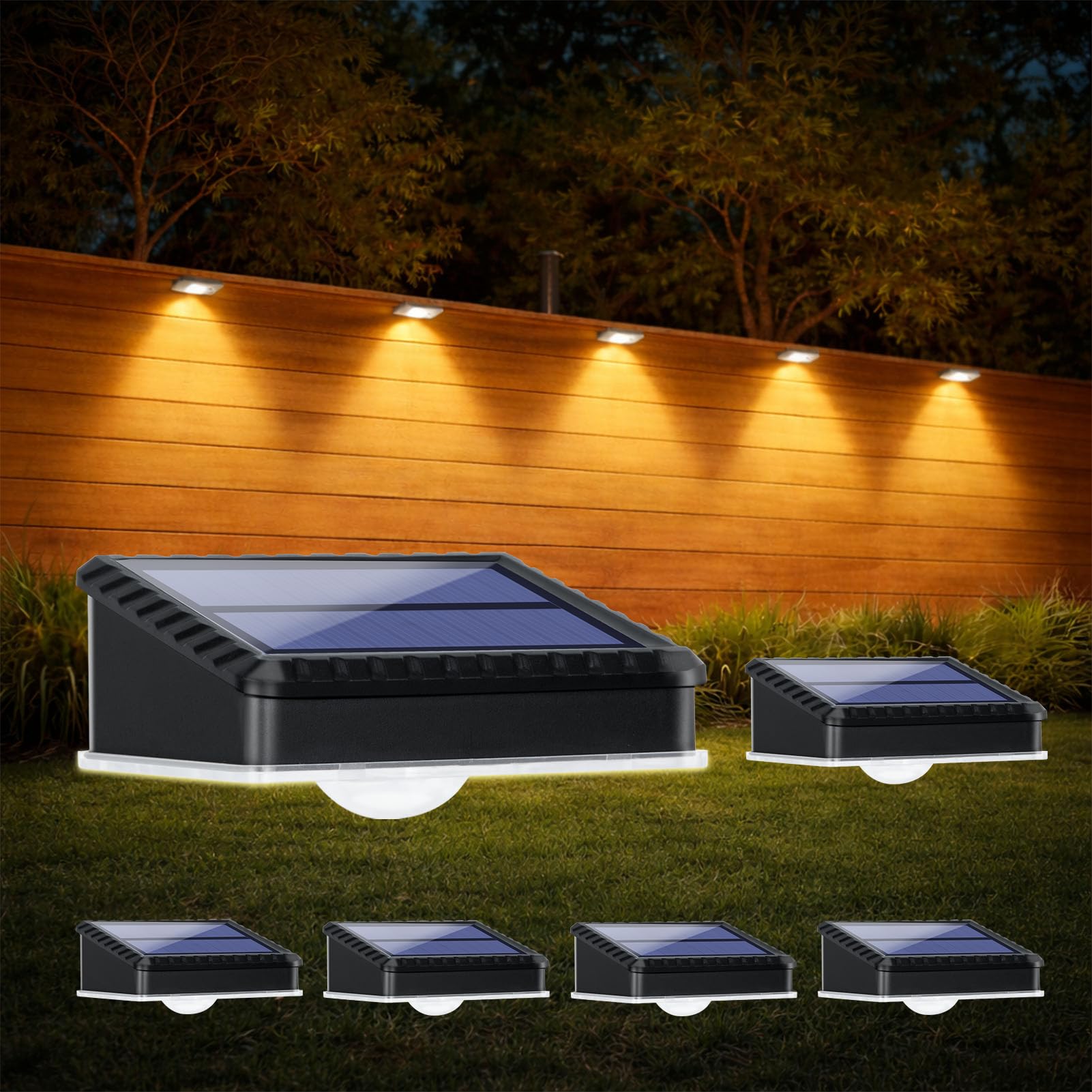 6er Set Solar Wandleuchten mit 3 Farbtemperaturen – IP65 wasserdicht für Garten & Terrasse