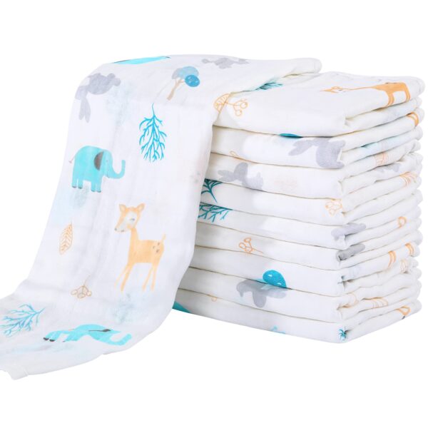 Yoofoss Mulltücher Baby 10er Set 27x50 cm – 6-lagige Baumwoll-Mullwindeln für Neugeborene