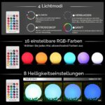 Omdekor Solar-Kugelleuchte 30cm RGB – Dimmbare Gartenleuchte IP66 mit Fernbedienung – Bild 7