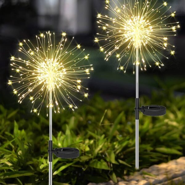 Joysing Solar Gartenleuchte Pusteblume mit 120 LED – 8 Modi Gartenstecker 2er Set