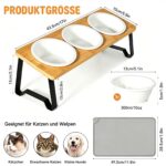 Xnqelerate Erhöhter Katzennapf 3er Set – Ergonomische Futterstation mit Keramik & Bambus – Bild 2
