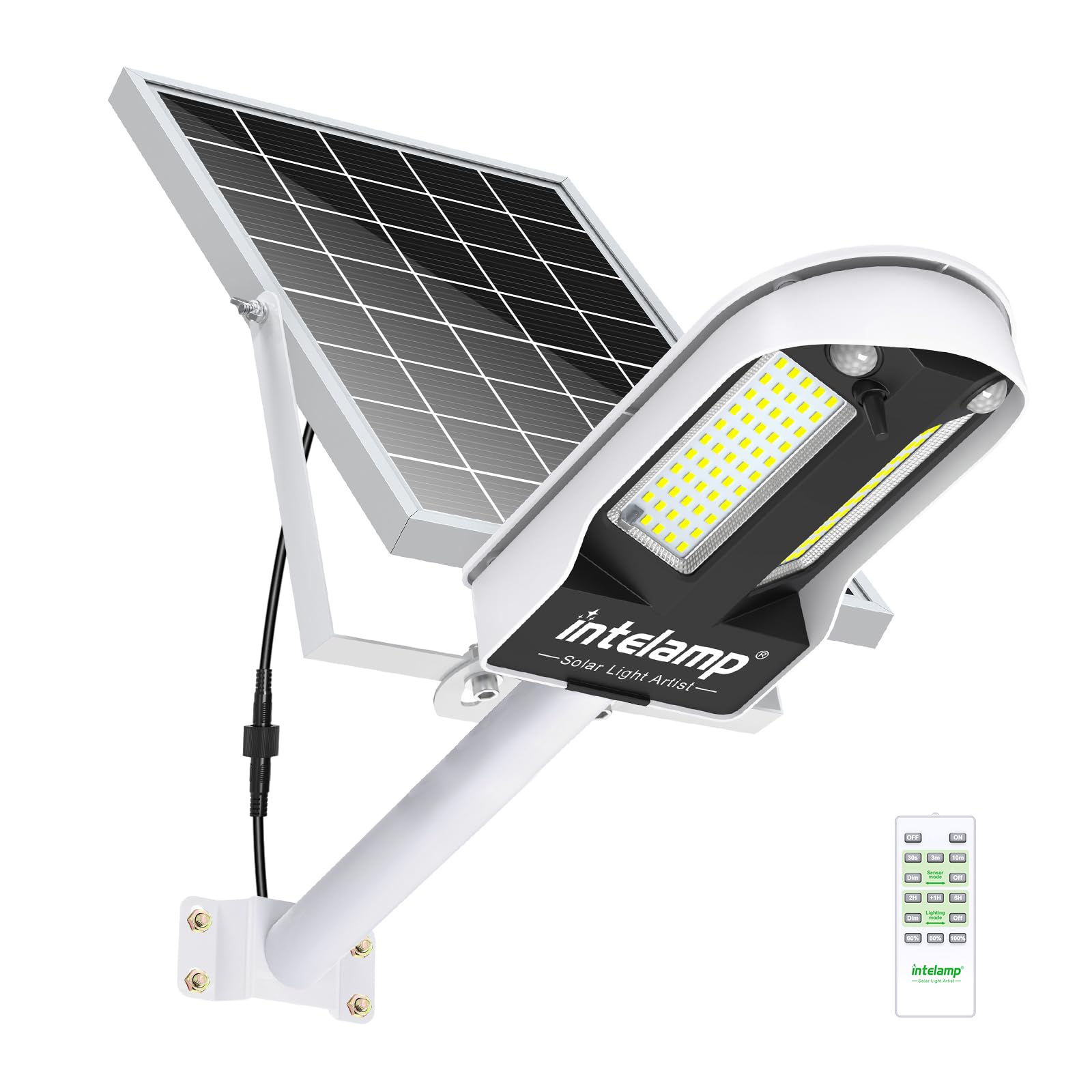 INTELAMP Solar-Straßenleuchte 3000 LM mit Doppelsensor & Fernbedienung – Intelligente Bewegungserkennung