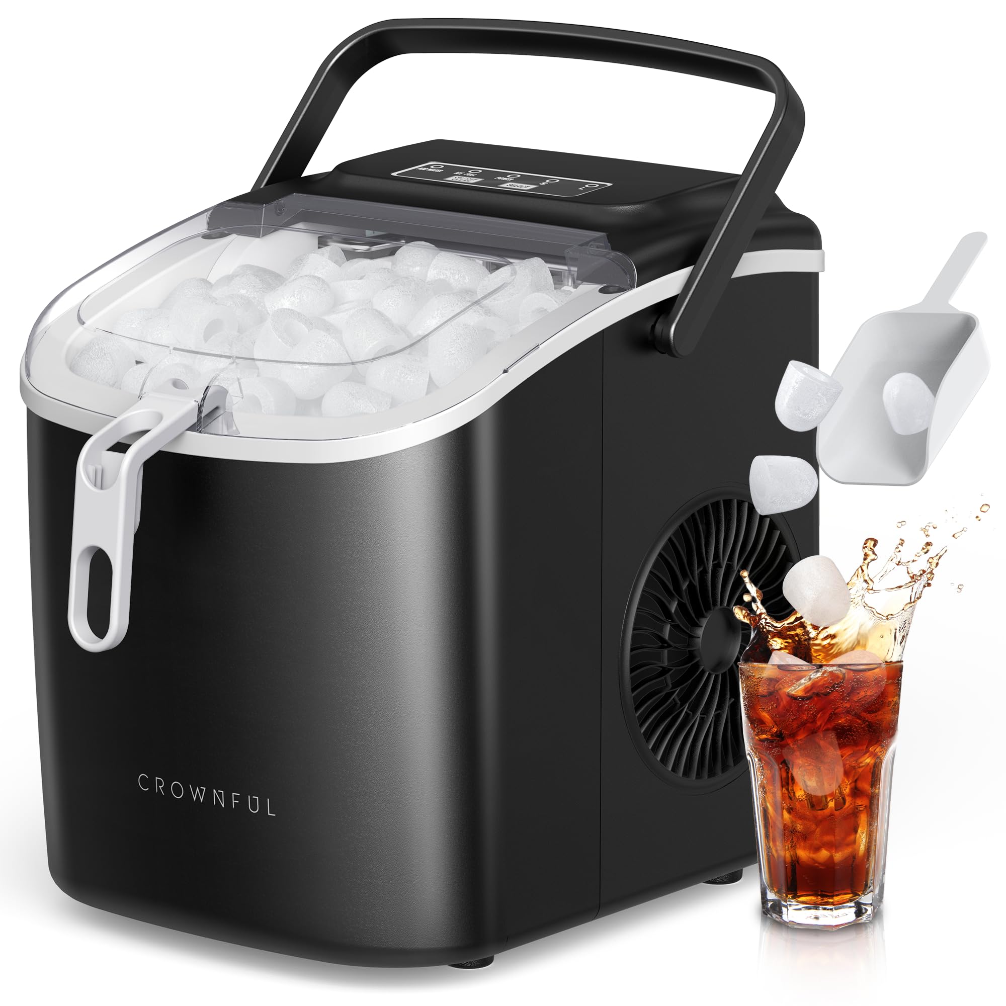 CROWNFUL Eiswürfelmaschine tragbar – 9 Eiswürfel in 6 Minuten, 12 kg/24h