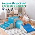 GeerWest Schaumstoff Bausteine Set mit 4 PU-Leder Softblöcken – Montessori Kletterspielzeug für Kleinkinder – Bild 4