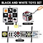 Jiosdo 3er Set Kontrastspielzeug 0-12 Monate – Sensorisches Babybuch mit Knistermatte für visuelle Entwicklung – Bild 6