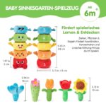 hahaland Montessori Stapelspielzeug mit Blumentöpfen – Sensorisches Motorikspielzeug ab 6 Monaten – Bild 2