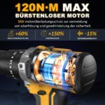 SundpeyPRO 21V Akku-Schlagbohrschrauber mit Bürstenlosem Motor – 120Nm & 35-tlg. Zubehör – Bild 3