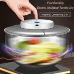 Elektrische Salatschleuder 4,8 l mit USB-Akku – Gemüsetrockner aus Edelstahl für schnelle Salatzubereitung – Bild 2