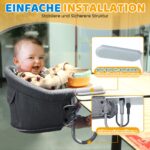 Orzbow Tischsitz Baby Grau – Tragbarer Babysitz mit 5-Punkt-Sicherheitsgurt & Polsterung – Bild 2