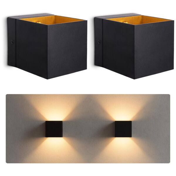 SSC-LUXon EPITA Wandleuchte 2er Set – Up & Down G9 Wandlampe schwarz-gold